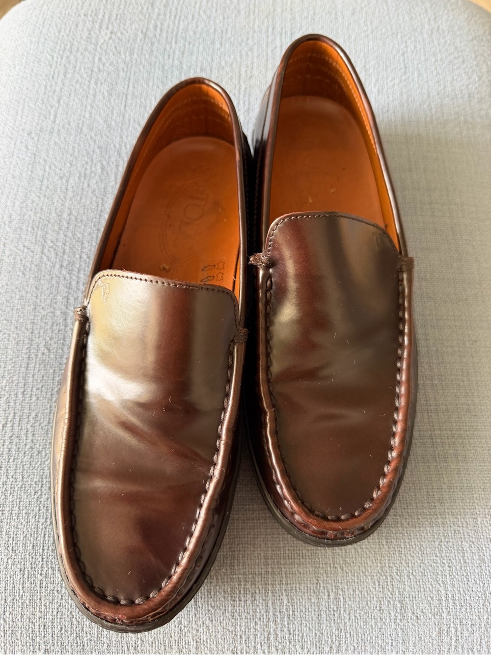 TOD’S Moccasin Leather Brown Driving Shoes Penny Loafers